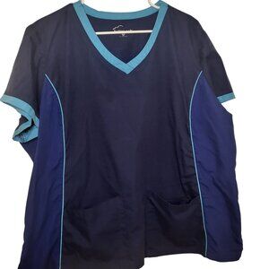 UA Butter-Soft Active Blue Color Block Scrub Top